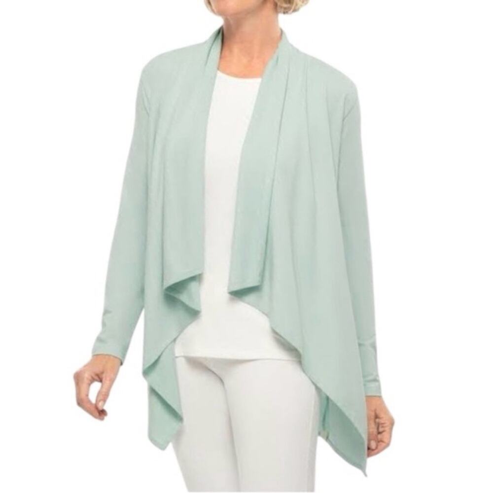 Coolibar Marietas Sun Wrap Light Mint Open Front Draped Cardigan Sweater SMALL